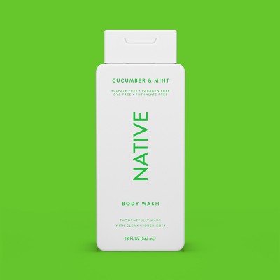 Native Body Wash for Women & Men Cucumber & Mint Sulfate Free 8 fl oz