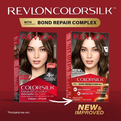 Revlon ColorSilk Permanent Hair Color with Bond Repair Complex 41 Medium Brown 4.4 fl oz