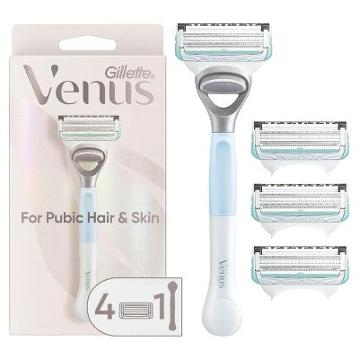 Venus For Pubic Hair and Skin Value Pack Razor Handle + 4 Blade Refills - Missing Box