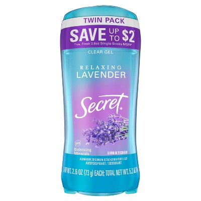 Secret Fresh Clear Gel Deodorant 2.6oz 2-Pack Relaxing Lavender