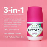 Crystal 3-in-1 Natural Mineral Roll-On Deodorant Unscented 2.25 fl oz