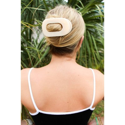 Teleties Medium Flat Round Hair Clip Almond Beige