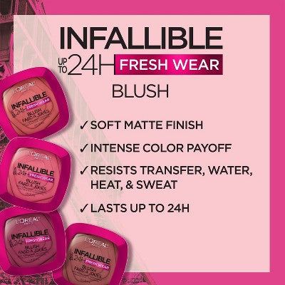 L'Oreal Paris Infallible 24H Fresh Wear Blush Powder 10 Confident Pink