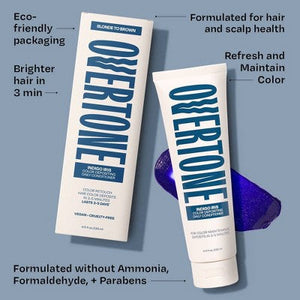 Overtone Indigo Iris Daily Conditioner- Semi-Permanent Blue Hair Color 4.5 oz - Imperfect Box