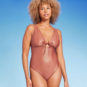 Women's Bralette Front Cut Out Tie-Front One Piece Swimsuit - Shade & Shore