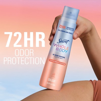 Secret Whole Body Deodorant Spray Peach & Vanilla 3.5oz - Imperfect Container
