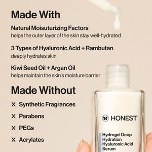 Honest Beauty Hydrogel Deep Hydration Hyaluronic Acid Serum with Rambutan 1 fl oz - Imperfect Boz
