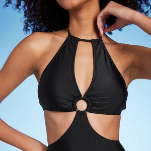 Women's Ring-Front Halter Monokini One Piece Swimsuit - Shade & Shore