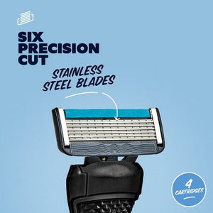 Dollar Shave Club 6-Blade Razor Refill Compatible with 4 and 6 Blade Handles 4ct Trial Size