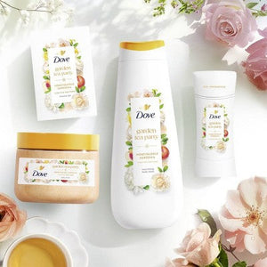 Dove Beauty Garden Tea Party Body Scrub Honeysuckle Gardenia Limited Edition 15oz - Imperfect Container
