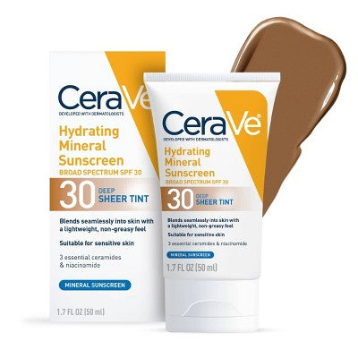 CeraVe Hydrating Mineral Tinted Face Lotion SPF 30 Deep EXP 12/2026 1.7 fl oz - Imperfect Box