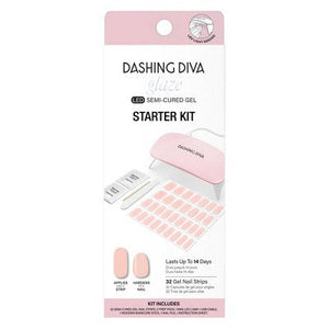 Dashing Diva Glaze Semi-Cured Gel Nail Polish Strips Starter Kit Pale Blush 32ct - Imperfect Box