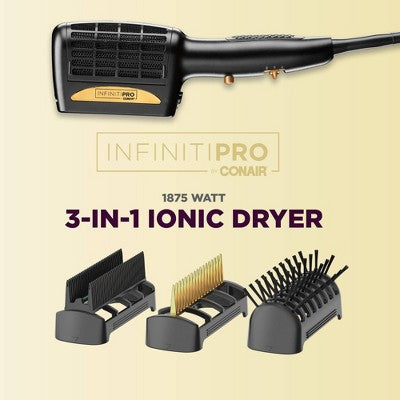 Conair 3 in 1 Styling Hair Dryer Gold 1875 Watts Imperfect Box