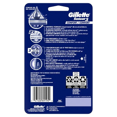 Gillette Sensor3 Comfort Men's Disposable Razors 12ct - Imperfect Box