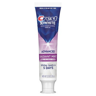 Crest 3D White Advanced Teeth Whitening Toothpaste Radiant Mint 3.3oz 3pk
