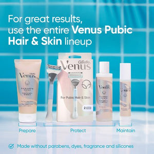 Venus for Pubic Hair & Skin Women's Razor + 2 Razor Blade Refills