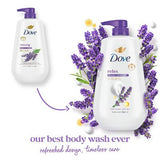 Dove Relax Body Wash Pump Lavender & Chamomile 24hr Lotion-Soft Skin 30.6 fl oz - Imperfect Container