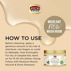 African Pride Moisture Miracle Aloe and Coconut Water Detangle and Condition Pre-Shampoo 12 fl oz