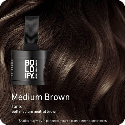 Boldify Root Touch Up Powder with Brush Covers Grays Medium Brown