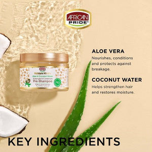 African Pride Moisture Miracle Aloe and Coconut Water Detangle and Condition Pre-Shampoo 12 fl oz