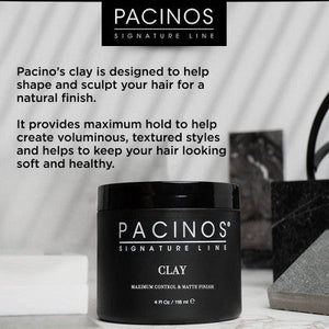 Pacinos Matte Clay 4oz - Strong Hold Texturizing Hair Clay