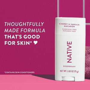 Native Solid Deodorant for Women & Men Cherry Vanilla Macaron 2.65oz