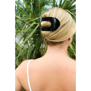 Teleties Medium Flat Round Hair Clip Jet Black