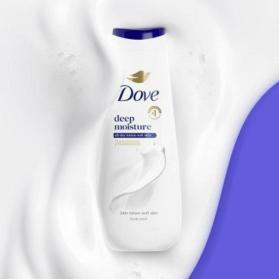 Dove Deep Moisture Body Wash Nourishes the Driest Skin 24hr Lotion-Soft Skin 20 fl oz - Imperfect Container