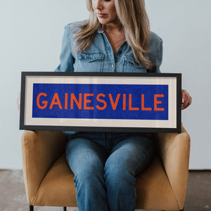 Framed Gainesville Blue Bus Scroll