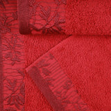 Cotton Floral Jacquard Border Bath Towel Set of 4 - Bath Towel by Superior Brand