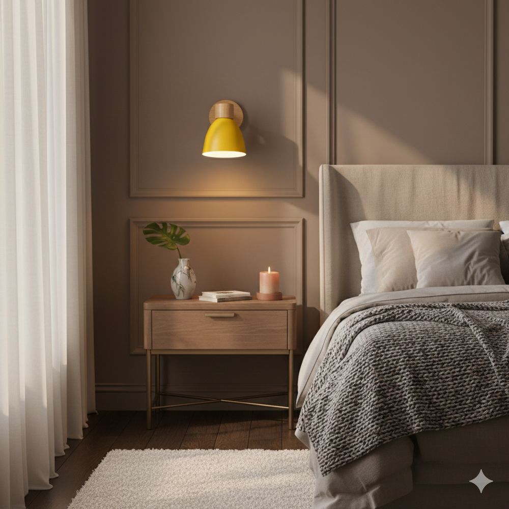 Modern Minimalist Wooden Cone Wall Sconce LED E27 Wall Light
