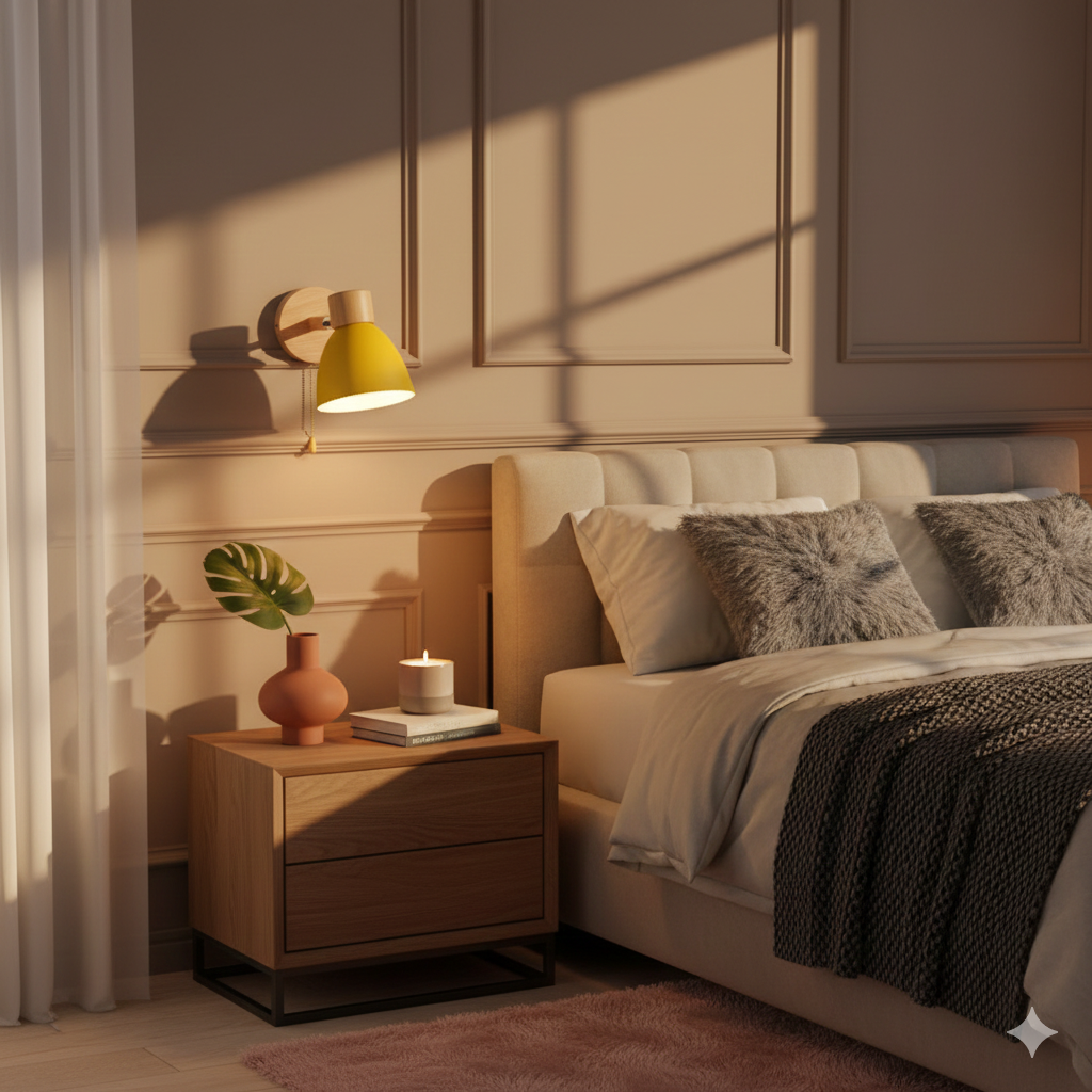 Modern Minimalist Wooden Cone Wall Sconce LED E27 Wall Light