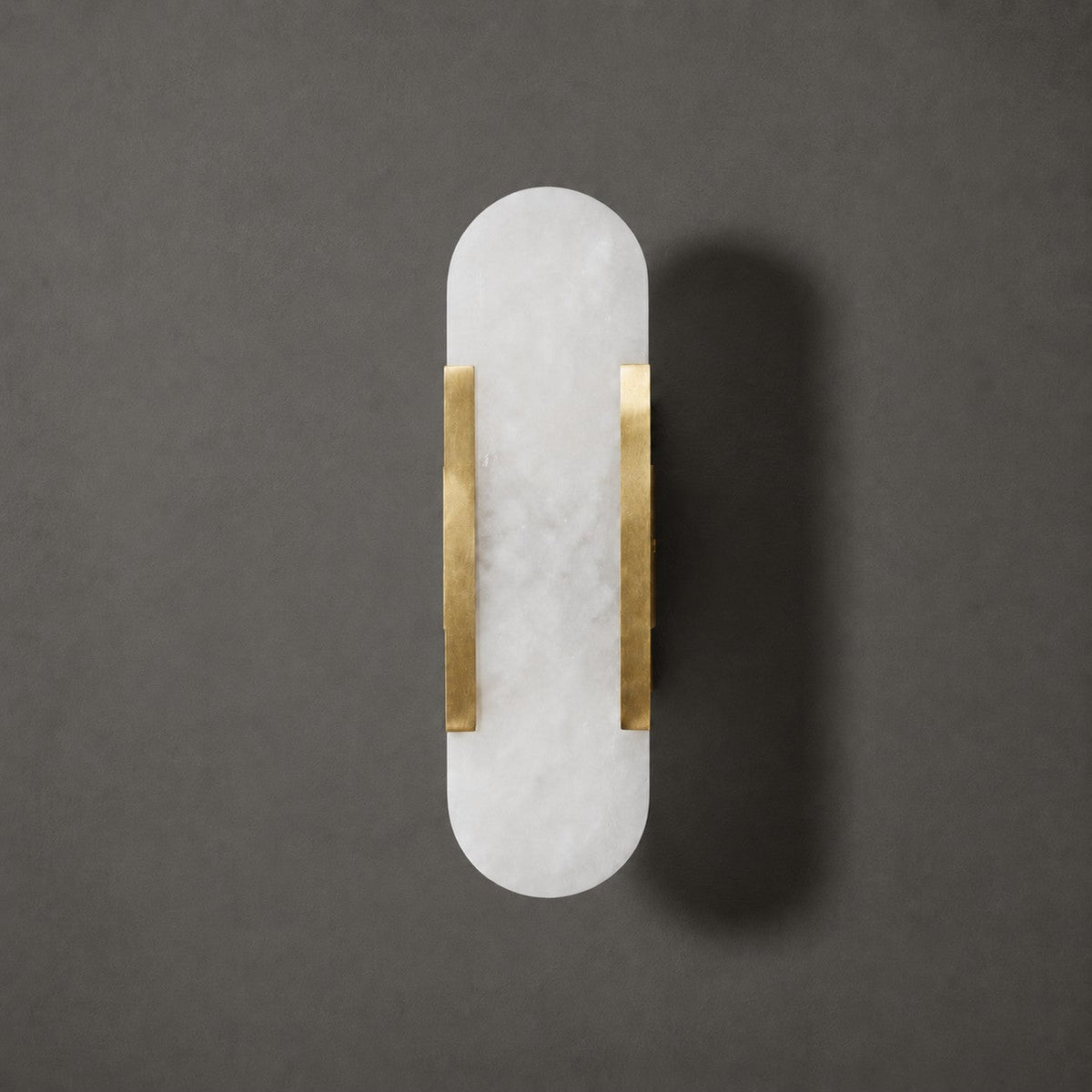 Alvora | Oblong Alabaster Wall Sconce with Brass Accents | Warm Diffused Glow for Foyers