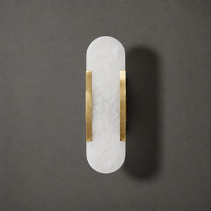 Alvora | Oblong Alabaster Wall Sconce with Brass Accents | Warm Diffused Glow for Foyers