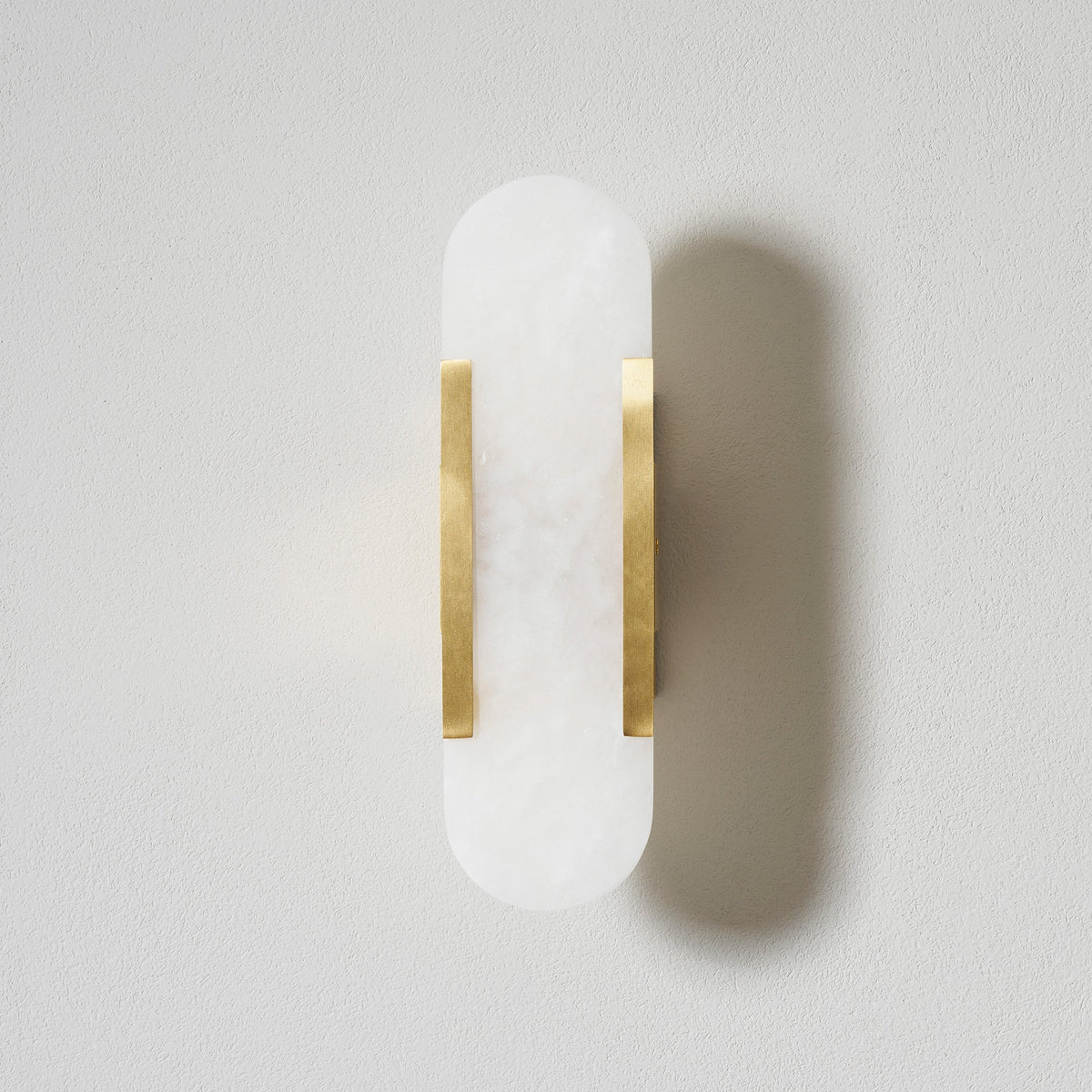Alvora | Oblong Alabaster Wall Sconce with Brass Accents | Warm Diffused Glow for Foyers