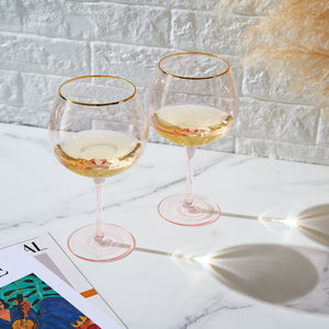 Palazzo Stemmed Wine Glassware, Set of 2, Pink