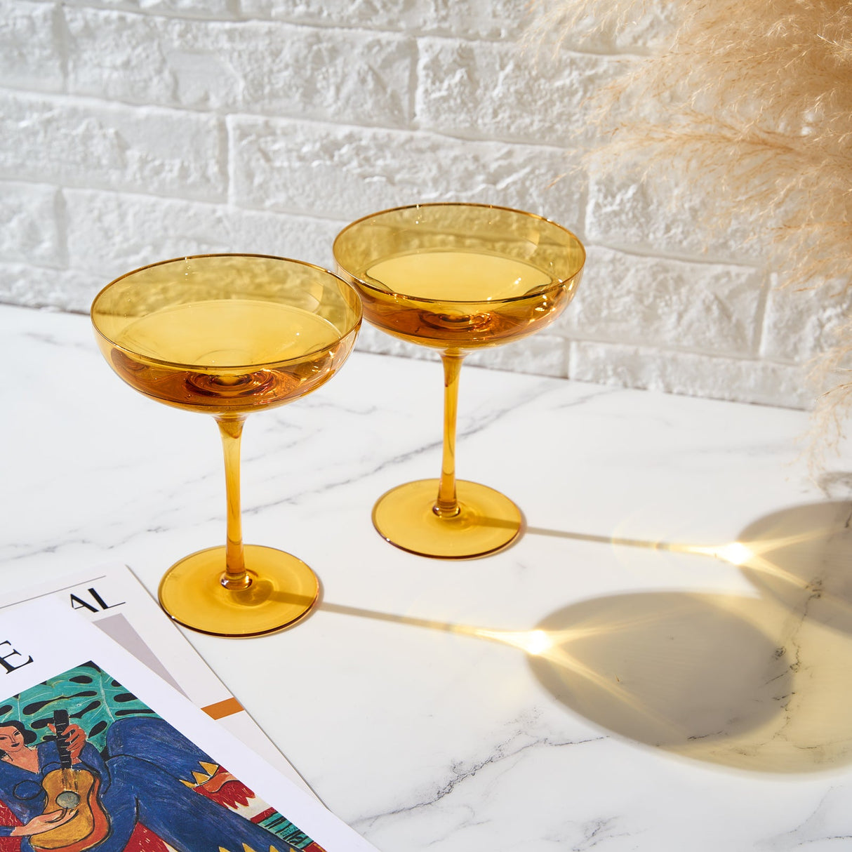 Palazzo Champagne Coupe, Cocktail Glassware, Set of 2, Yellow