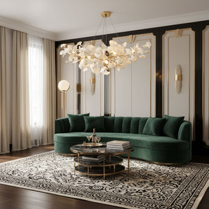 Porcelain Ginkgo Leaf Linear Chandelier with Flexible Branches | Dining Table Light
