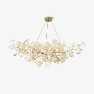Porcelain Ginkgo Leaf Linear Chandelier with Flexible Branches | Dining Table Light
