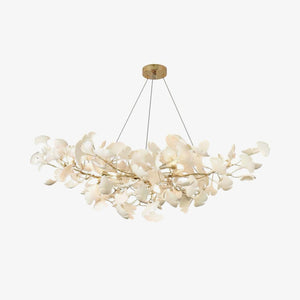 Porcelain Ginkgo Leaf Linear Chandelier with Flexible Branches | Dining Table Light