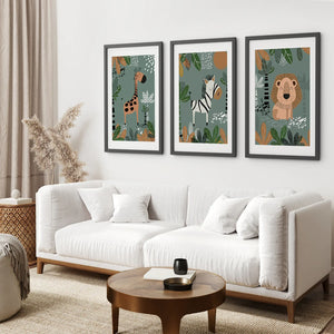 Baby Giraffe, Zebra, Lion Nursery Wall Decor