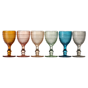 Tonal Hobnail Goblet, Stemmed Wine Glassware, Set of 6