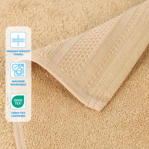 Honeycomb Textured Waffle Border Cotton Bath Towels, Set of 4 - Bath Towel by Superior Brand