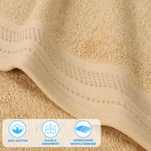 Honeycomb Textured Waffle Border Cotton Bath Towels, Set of 4 - Bath Towel by Superior Brand