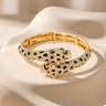 Wild Glam Rhinestone Leopard Head Tip Adjustable Bracelet