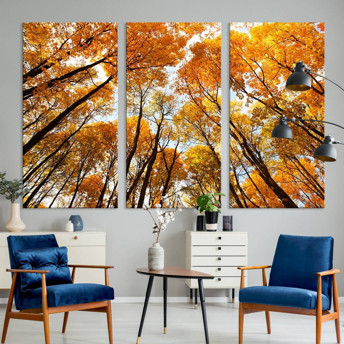 Golden Autumn Forest Wall Art Canvas Print – Framed Vibrant