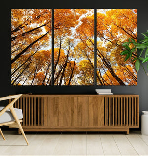 Golden Autumn Forest Wall Art Canvas Print – Framed Vibrant