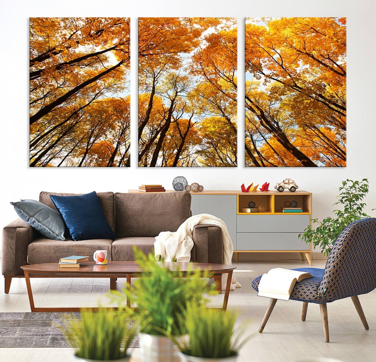 Golden Autumn Forest Wall Art Canvas Print – Framed Vibrant