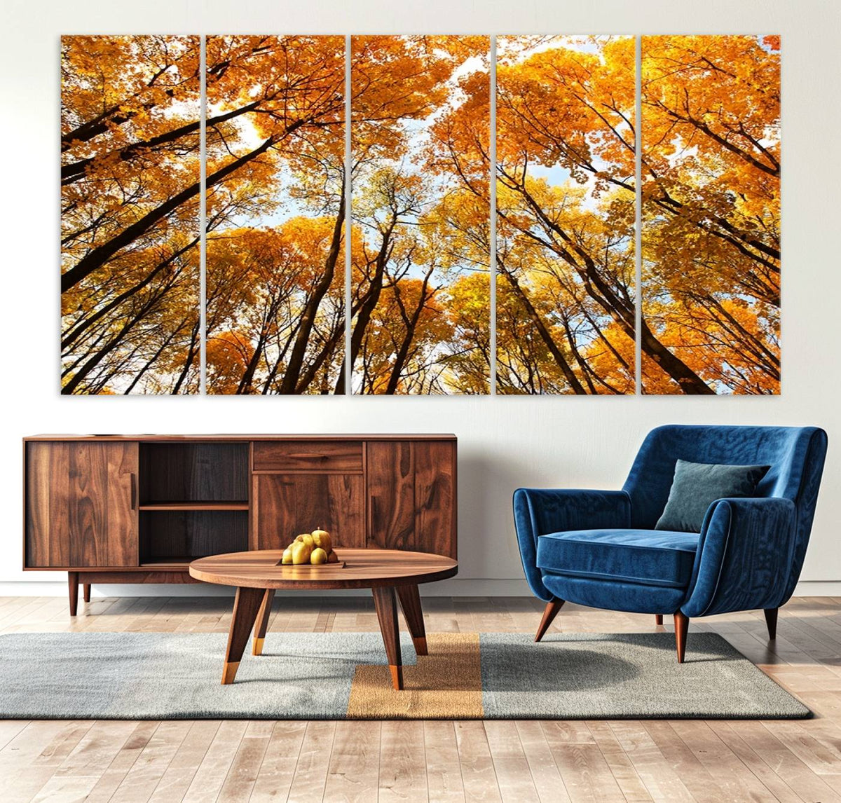 Golden Autumn Forest Wall Art Canvas Print – Framed Vibrant