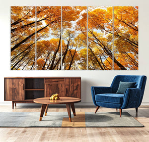 Golden Autumn Forest Wall Art Canvas Print – Framed Vibrant
